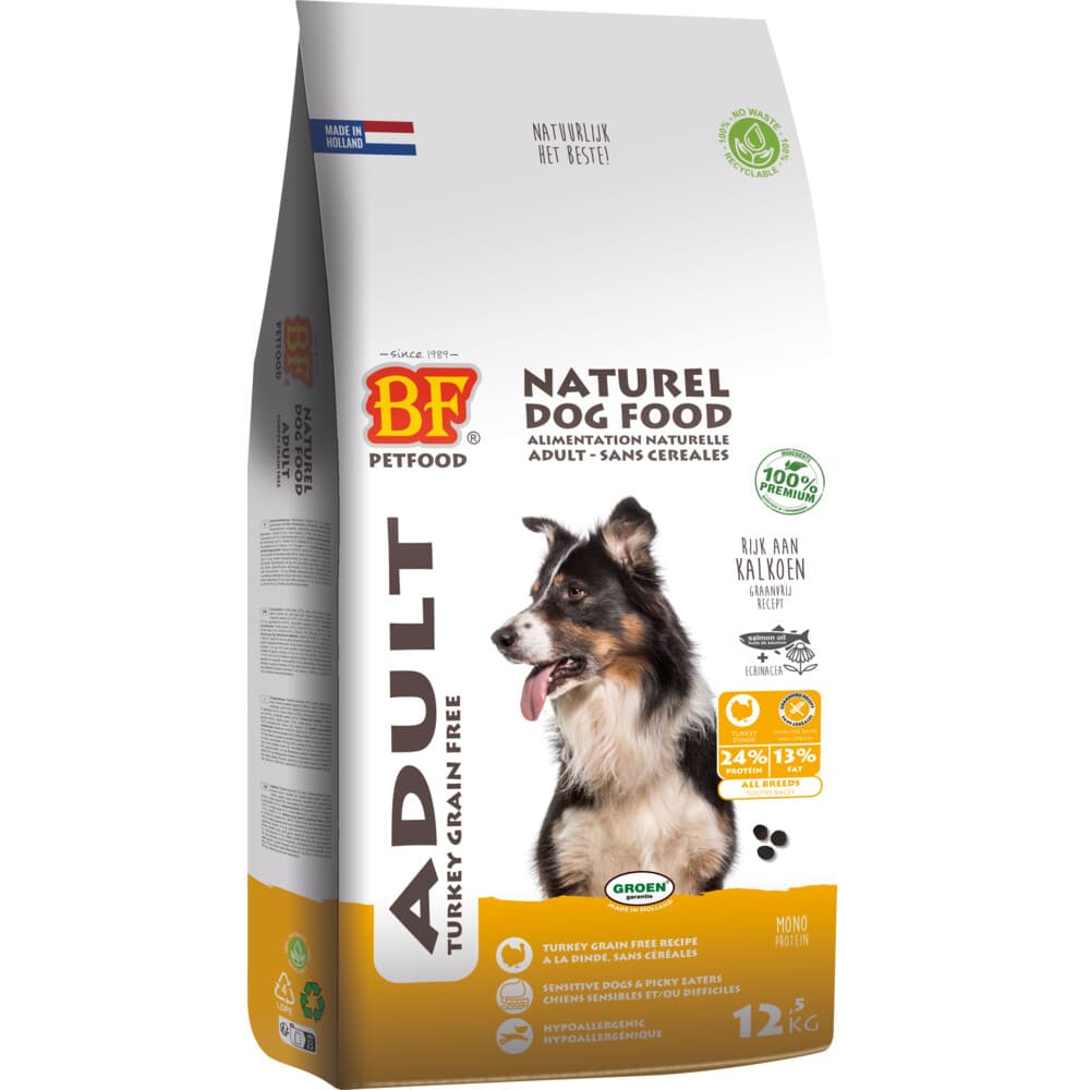 BF Petfood Adult Graanvrij Hondenvoer Kalkoen 12,5 kg