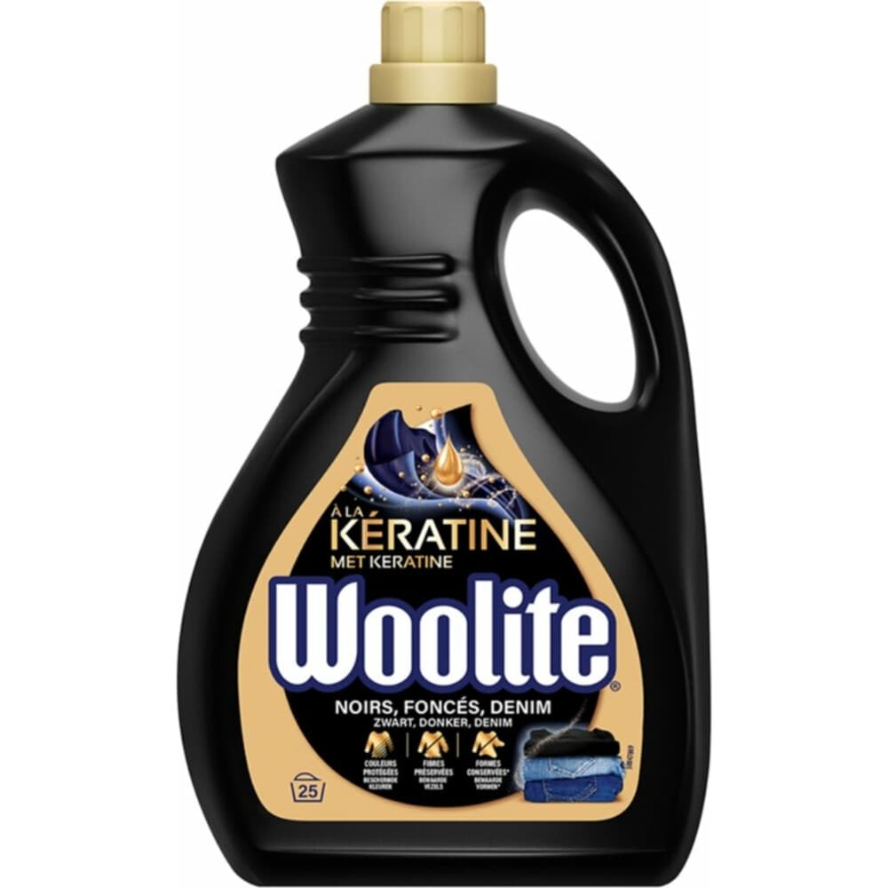 8x Woolite Wasmiddel Black met Keratine 25 wasbeurten 1,5 liter