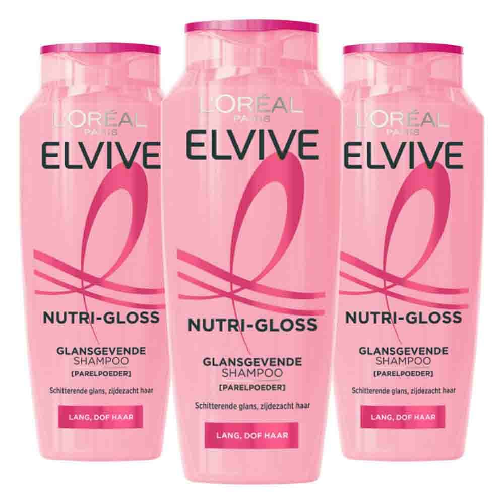 3x L'Oréal Elvive Nutri Gloss Shampoo 250 ml