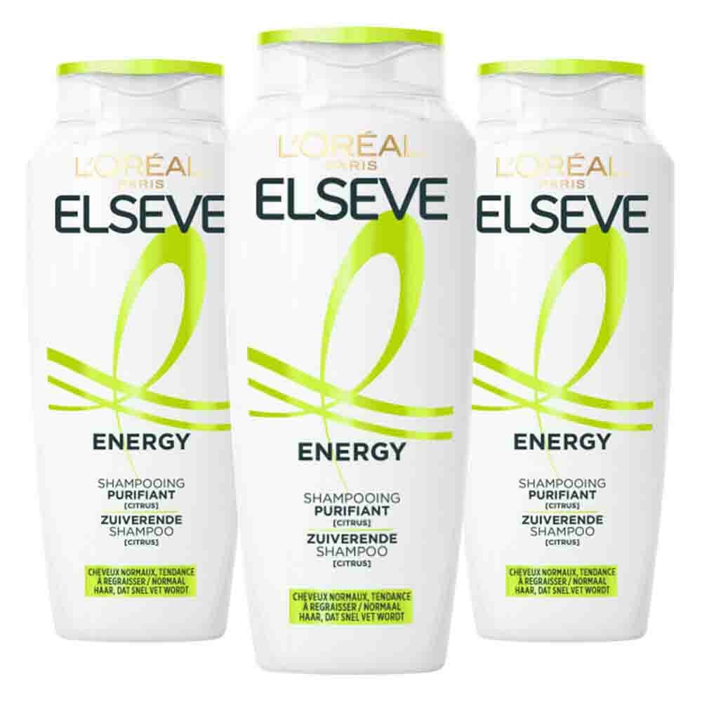 3x L'Oréal Elseve Energy Shampoo 250 ml