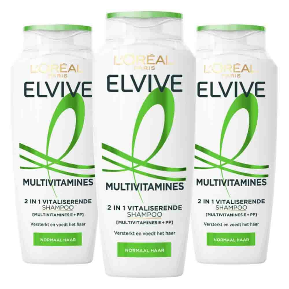 3x L'Oréal Elvive Multivitamines Shampoo 250 ml