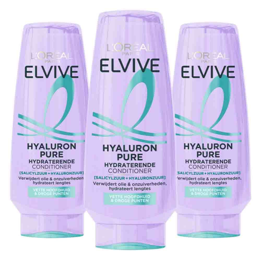 3x L'Oréal Elvive Hyaluron Pure Conditioner 200 ml