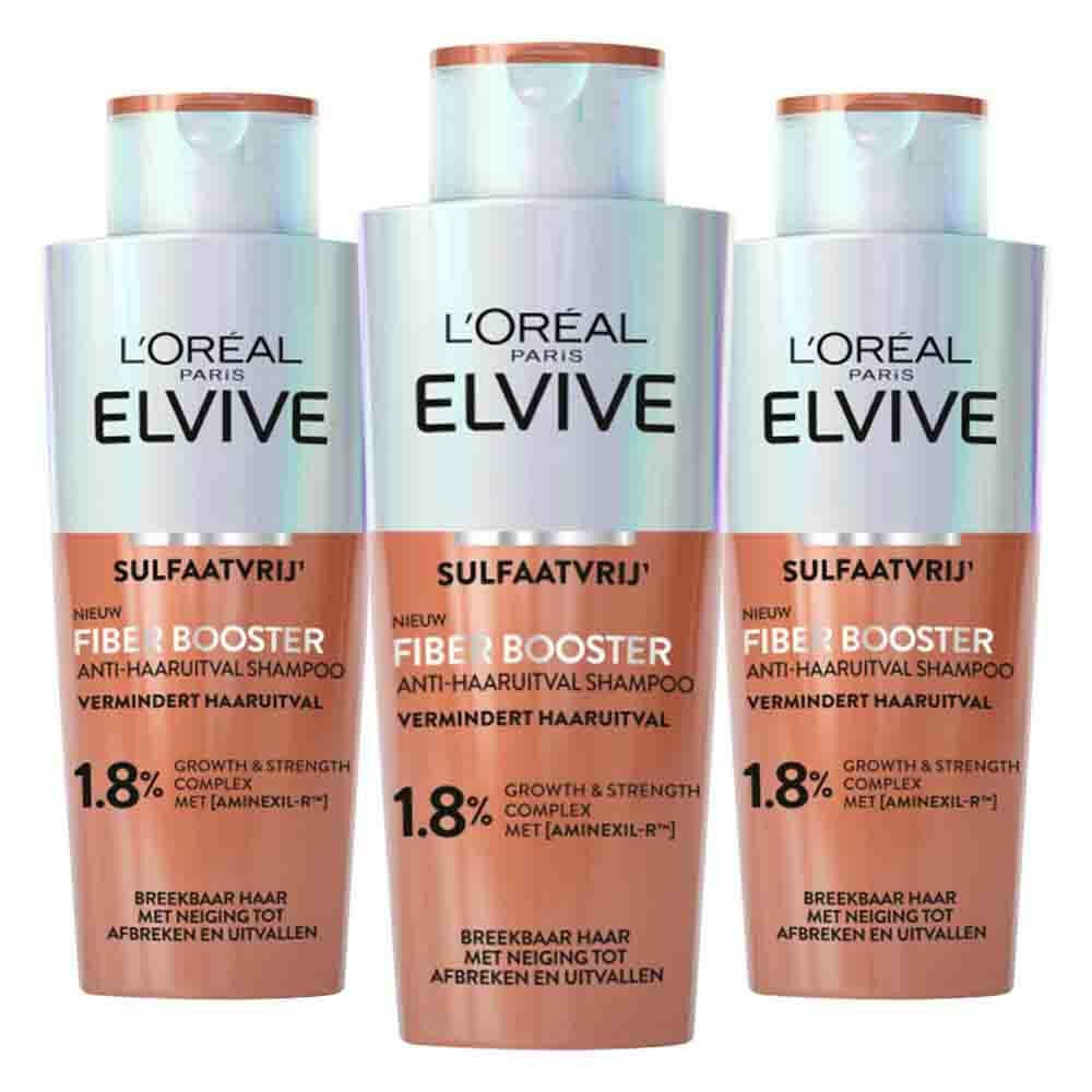 3x L'Oréal Elvive Fiber Booster Anti-Haaruitval Shampoo 200 ml