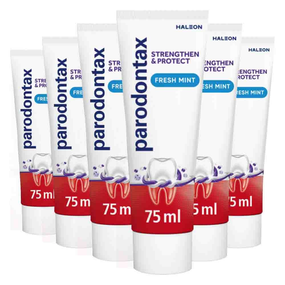 6x Parodontax Strenghten&Protect Tandpasta Fresh Mint 75 ml
