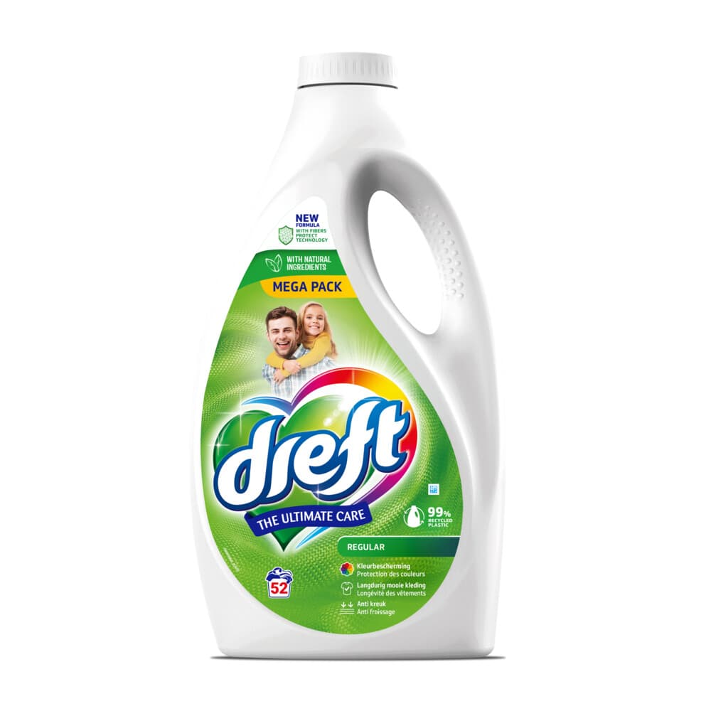 4x Dreft Vloeibaar Wasmiddel Regular 52 wasbeurten 2,34 liter