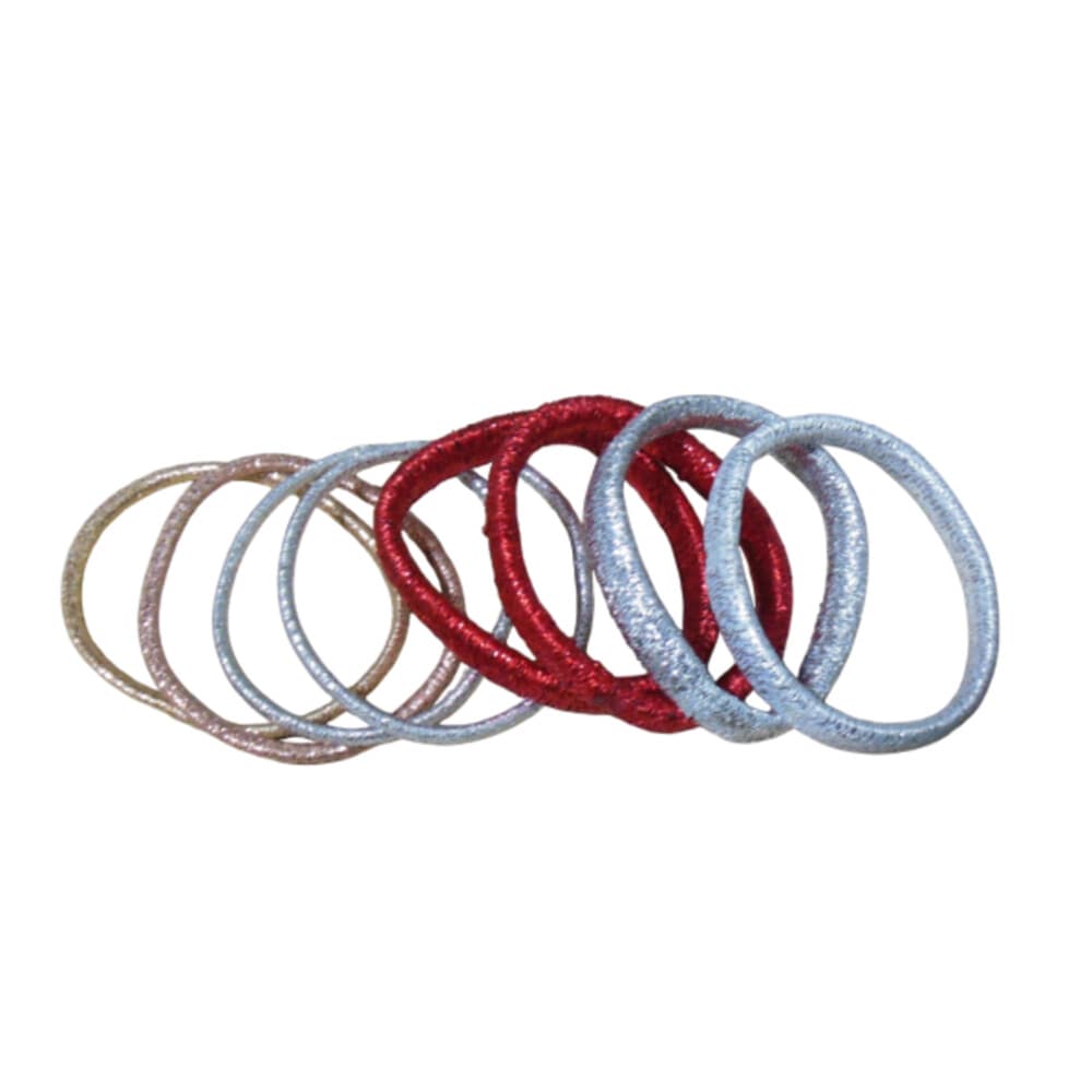 Hair Mode Elastieken Goud, Zilver en Rood 8 stuks