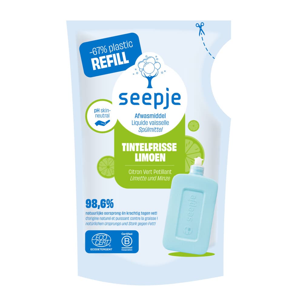 Seepje Afwasmiddel Re-fill Tintelfrisse Limoen Geur 500 ml