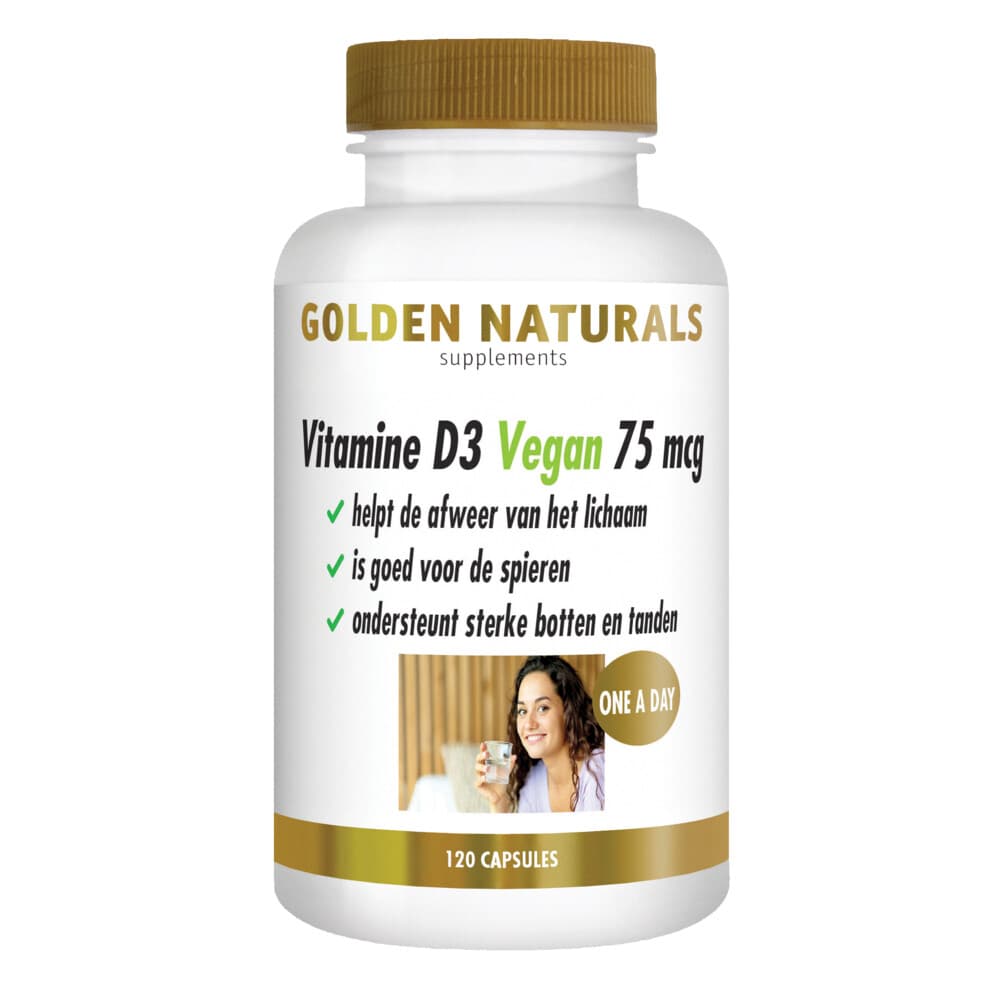 Gratis Verzending: 2x Golden Naturals Vitamine D3 75 mcg Vegan 120 capsules