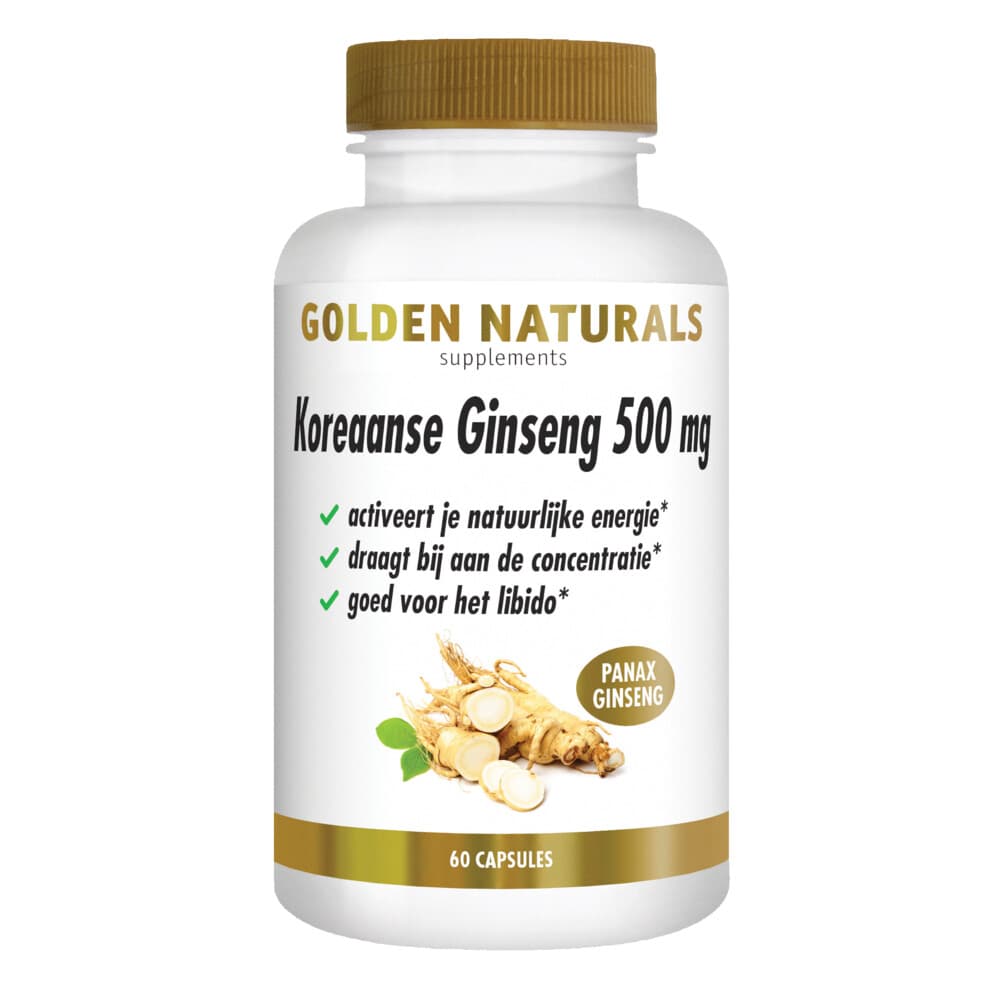 Gratis Verzending: 2x Golden Naturals Koreaanse Ginseng 500 mg 60 capsules