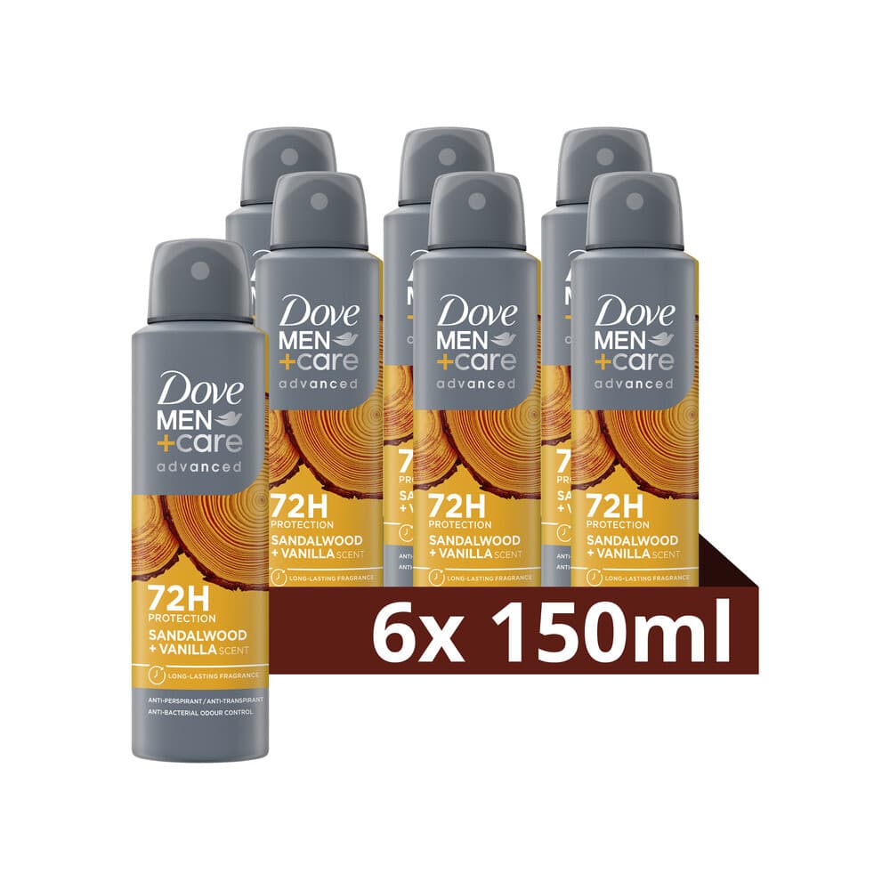 6x Dove Deodorant Men+ Care Sandalwood&Vanilla 150 ml
