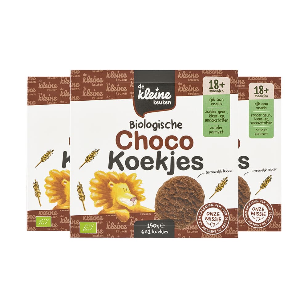 3x de Kleine Keuken Bio Chocokoekjes 150 gr