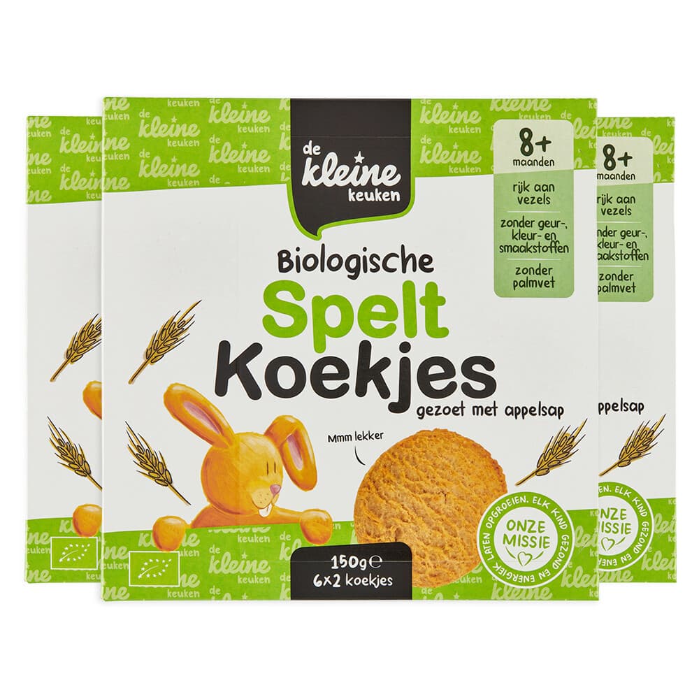 3x de Kleine Keuken Bio Speltkoekjes 150 gr