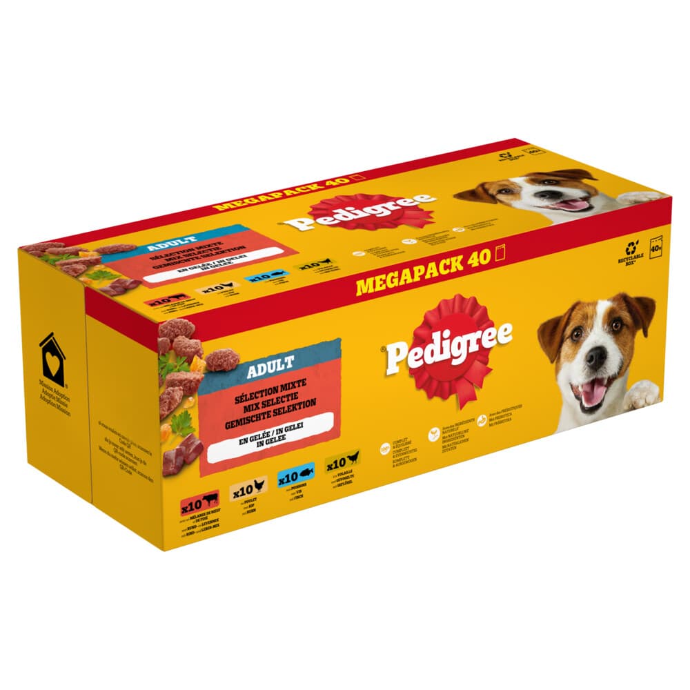 Pedigree Adult in Gelei Mix Selectie Maaltijdzakjes Multipack 40x100 gr
