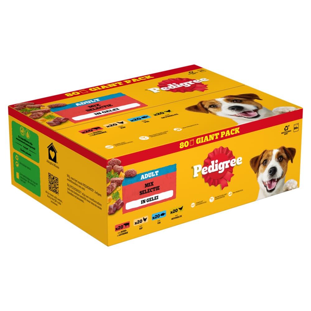 Pedigree Adult in Gelei Mix Selectie Maaltijdzakjes Multipack 80x100 gr