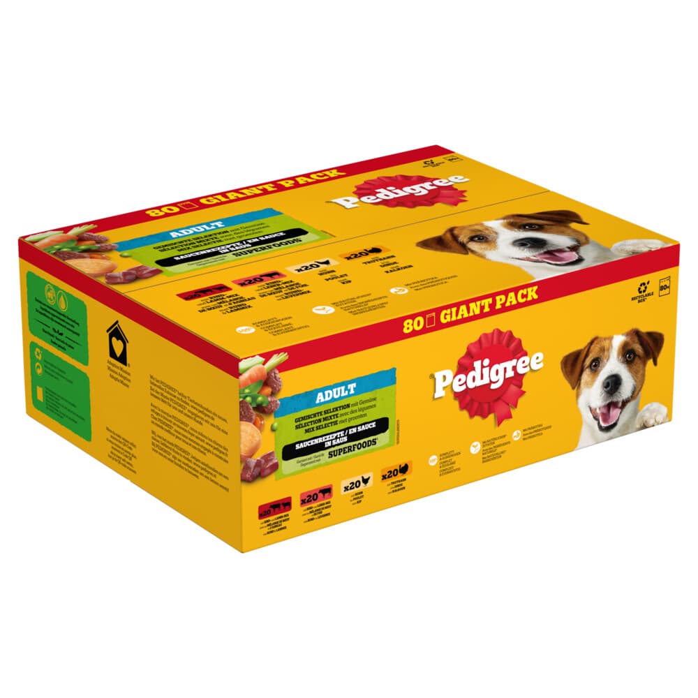 Pedigree Adult in Saus Mix Selection Maaltijdzakjes Multipack 80 x 100 gr