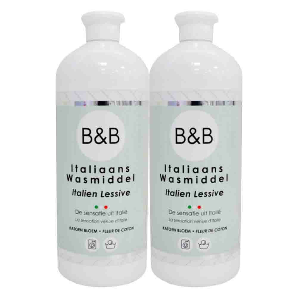 2x B&B Italiaanse Wasparfum Wasmiddel Katoen Bloem 1000 ml