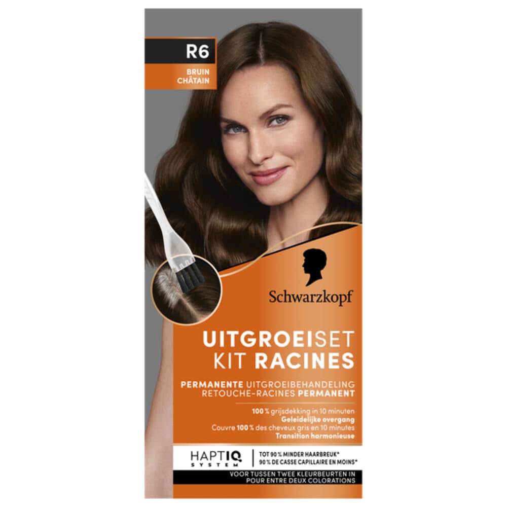 Schwarzkopf Uitgroeiset Haarverf Bruin R6 1 set
