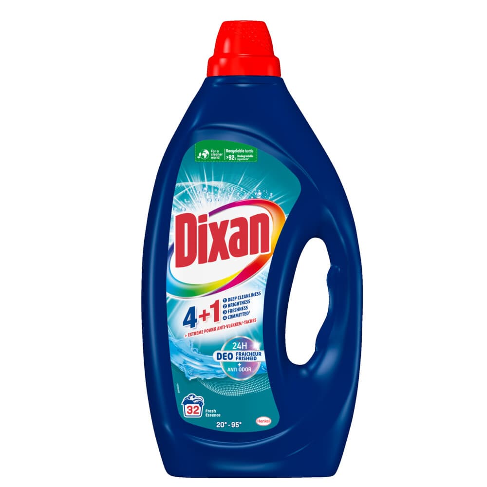 4x Dixan Vloeibaar Wasmiddel Fresh Blue - 32 wasbeurten 1,440 liter