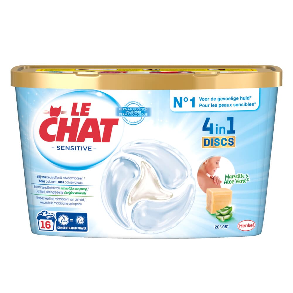 8x Le Chat Wascapsules Sensitive 16 wasbeurten 16 stuks