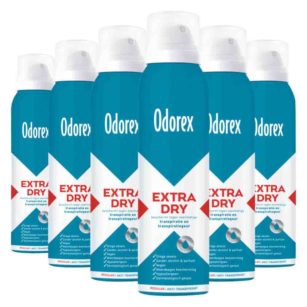 6x Odorex Extra Dry Antitranspirant Spray Regular 150 ml
