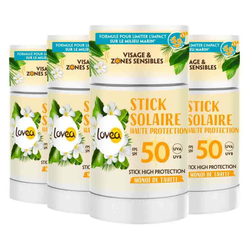 4x Lovea Sun Zonnebrand stick Face&Sensitive Areas High Protection SPF 50 40 gr