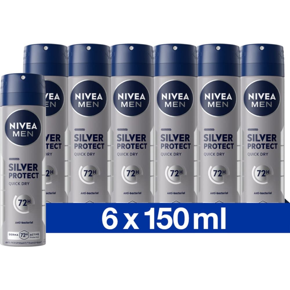 6x NIVEA Men Deodorant Spray Silver Protect 150 ml