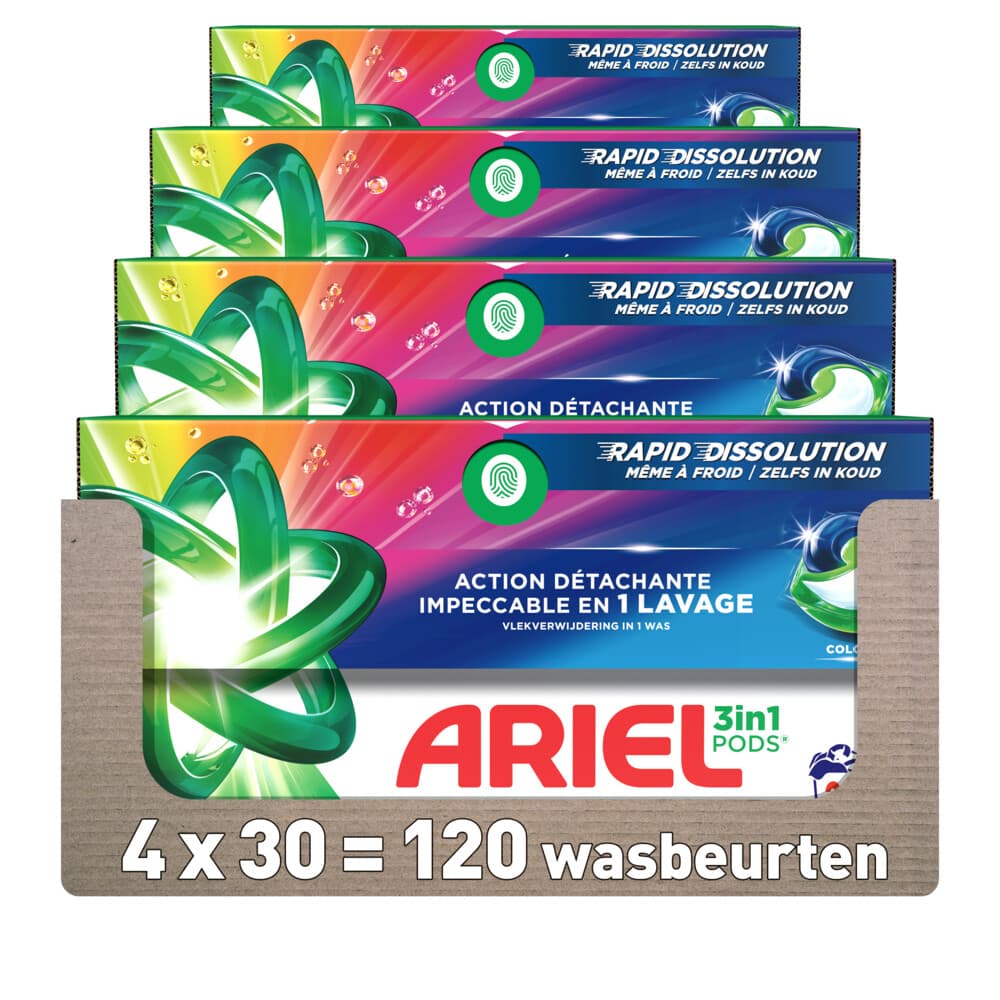4x Ariel 3in1 Wasmiddel Pods Color 30 stuks