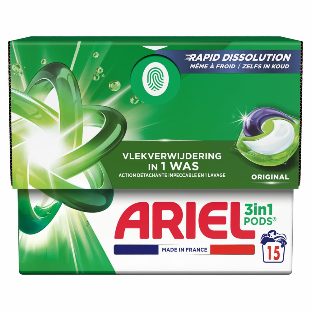 2+1 gratis: Ariel 3in1 Wasmiddel Pods Original 15 stuks