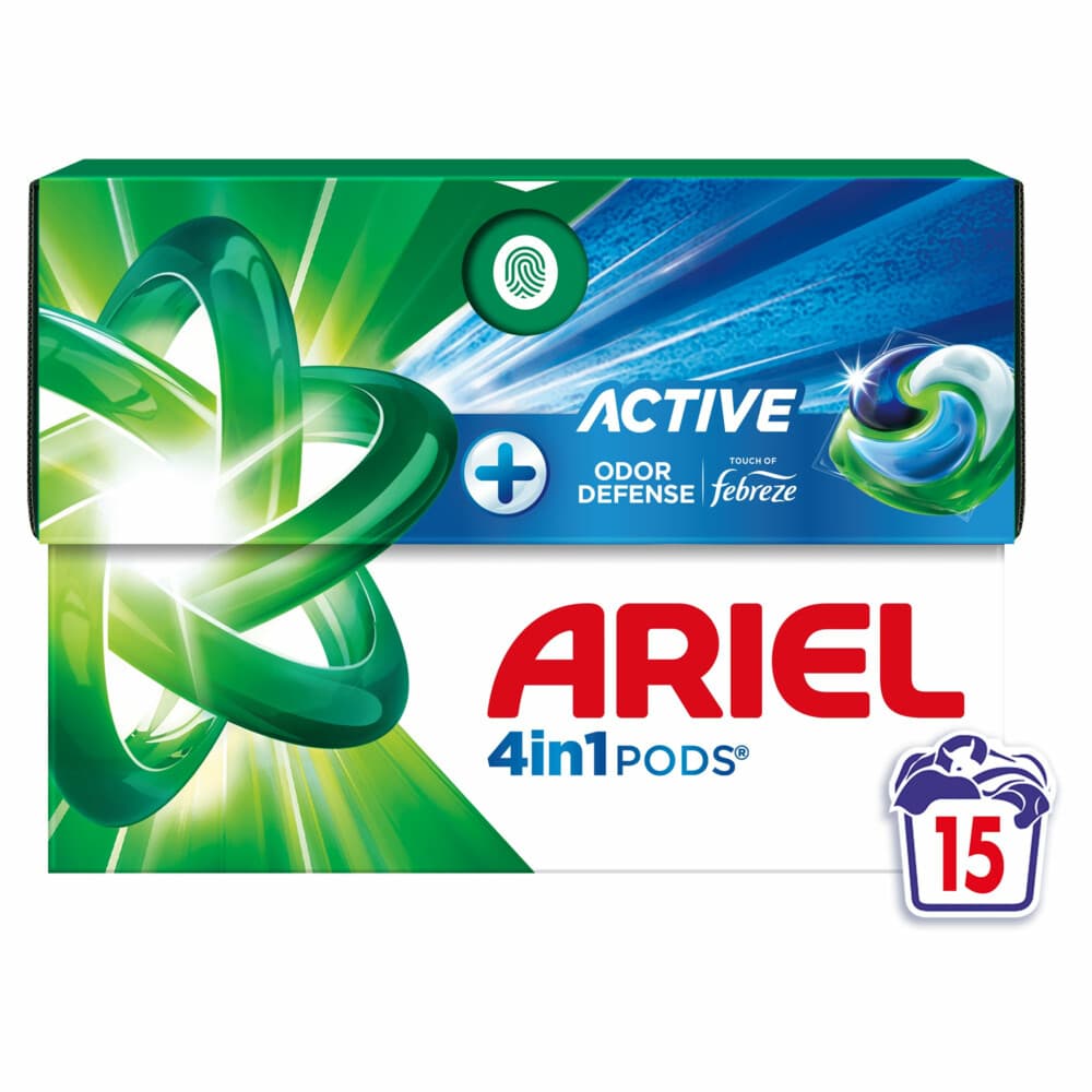 2+1 gratis: Ariel 4in1 Wasmiddel Pods Actieve Geurbestrijding 15 stuks