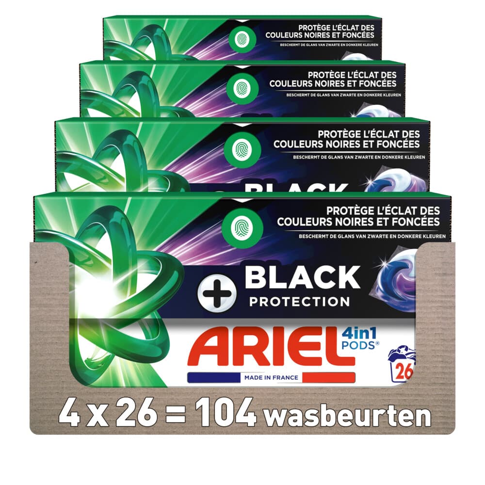 4x Ariel 4in1 Wasmiddel Pods Revitablack 26 stuks