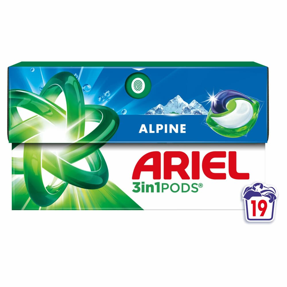 2+1 gratis: Ariel 3in1 Wasmiddel Pods Alpine 19 stuks