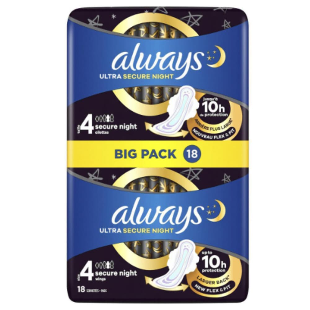 Always Maandverband Ultra Secure Night 18 stuks