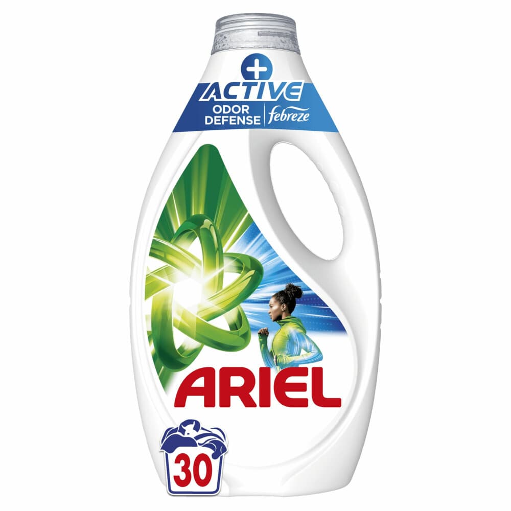 2+1 gratis: Ariel Vloeibaar Wasmiddel +Actieve Odor Defense 30 Wasbeurten 1,35 liter