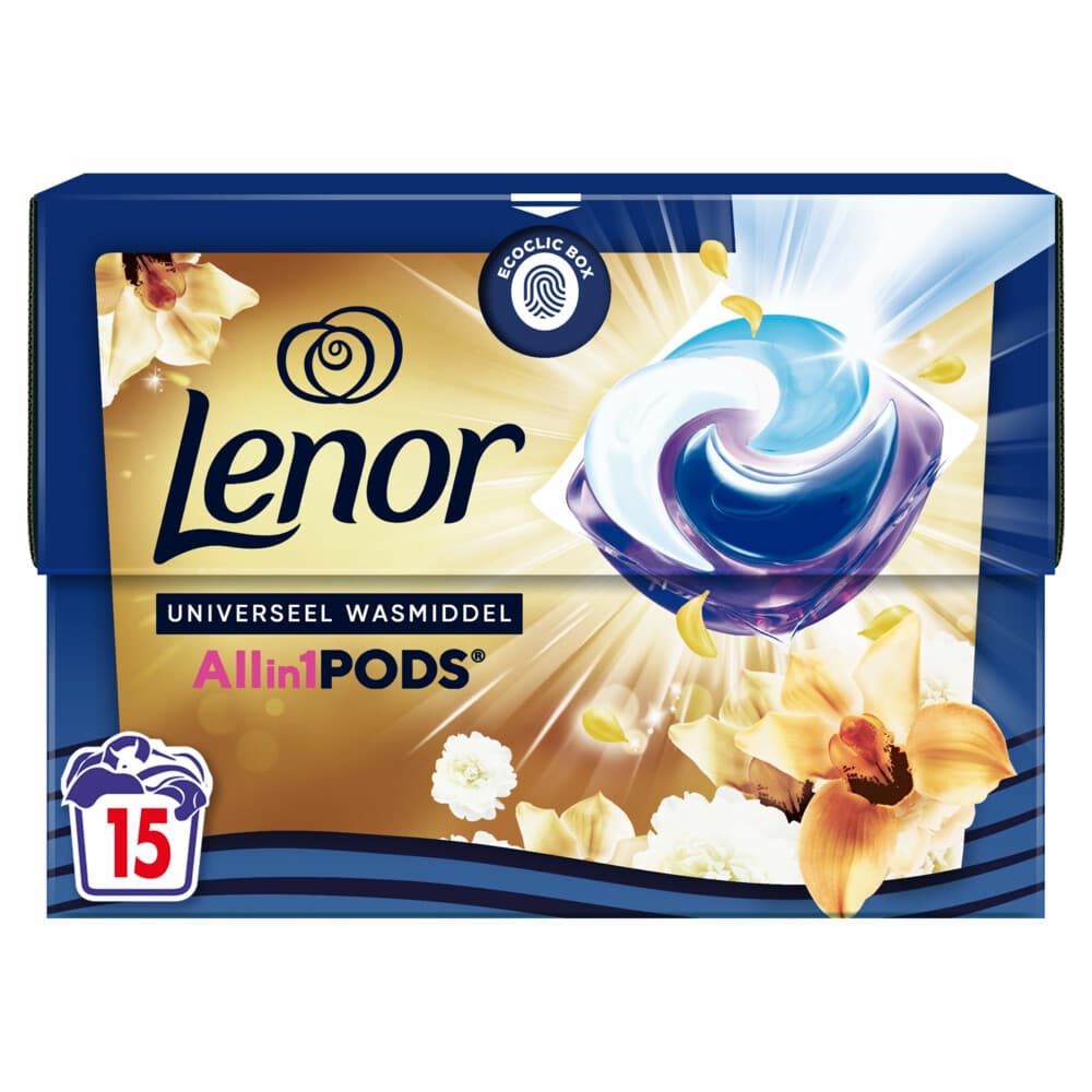 2+1 gratis: Lenor Wasmiddel All-in-1 Pods Amber&Orchidee 15 stuks