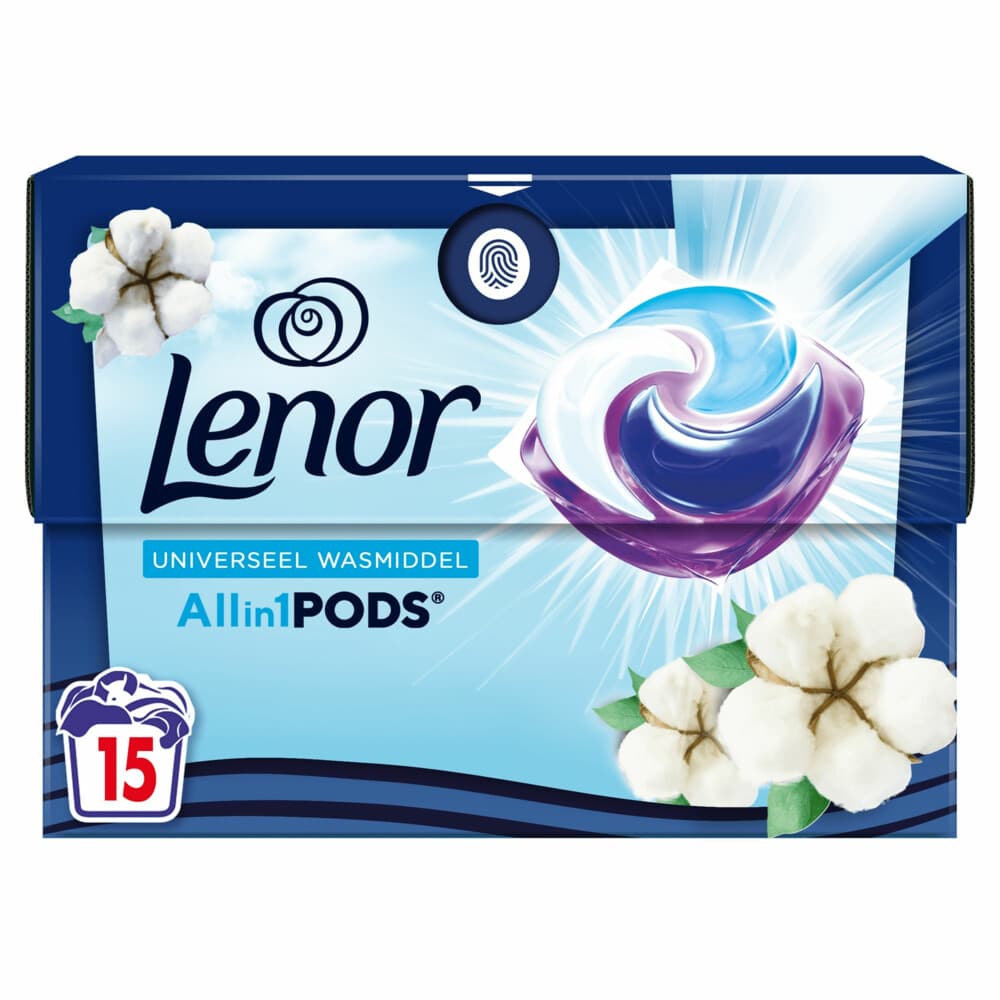 2+1 gratis: Lenor Wasmiddel All-in-1 Pods Katoen Fris 15 stuks