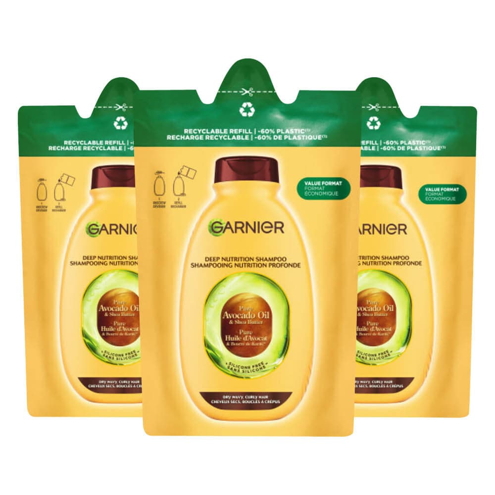 3x Garnier Loving Blends Avocado Olie en Shea Boter Shampoo Refill 250 ml