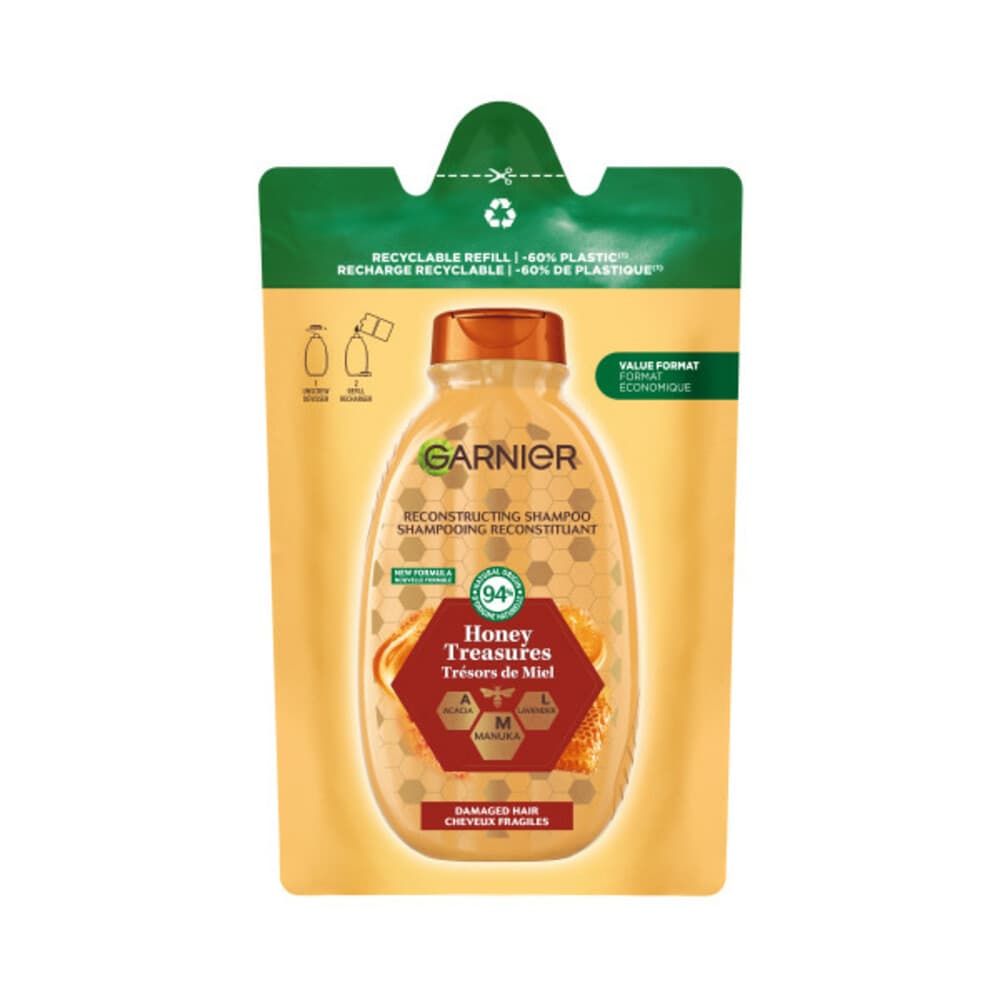 1+1 gratis: Garnier Loving Blends Honing Goud Shampoo Refill 250 ml
