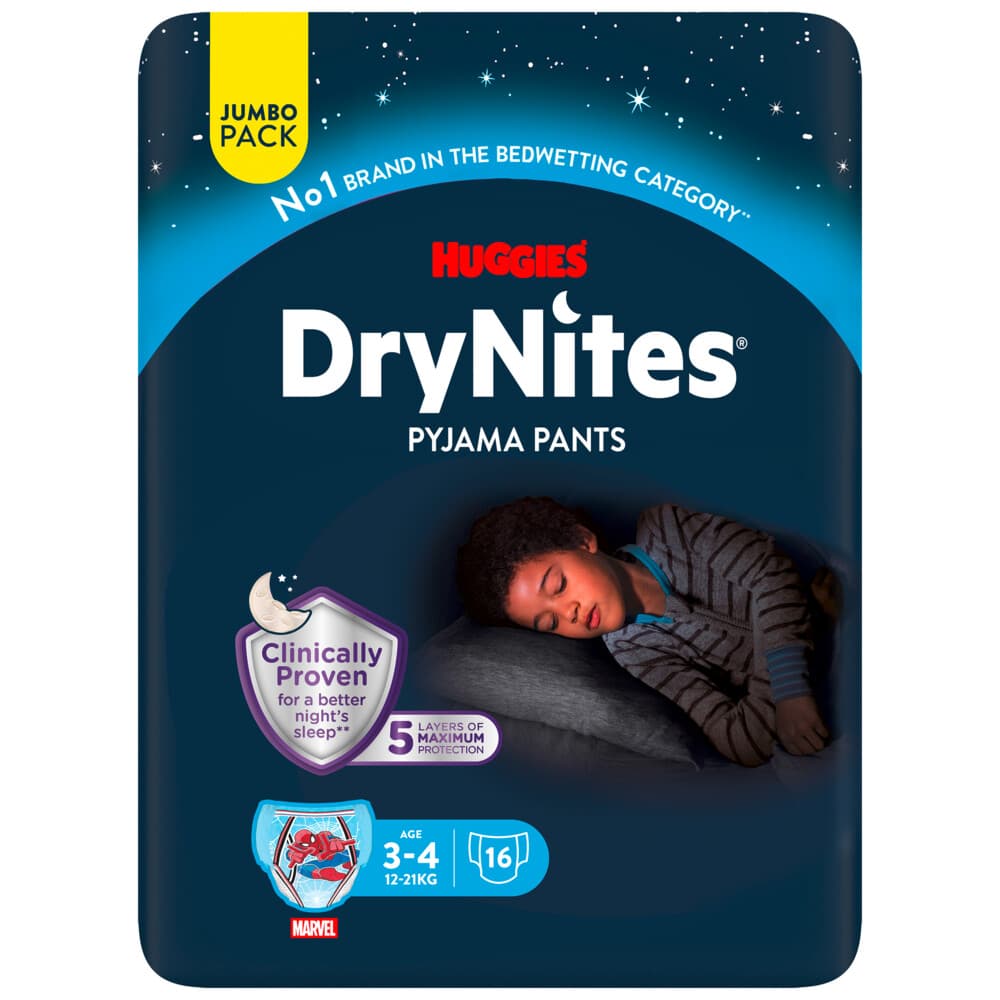 4x Huggies DryNites Nachtbroekjes Jongen 3-4 jaar 16 stuks