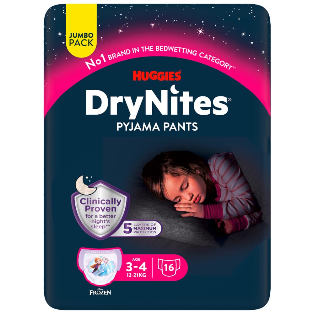 4x Huggies DryNites Nachtbroekjes Meisjes 3-4 jaar 16 stuks