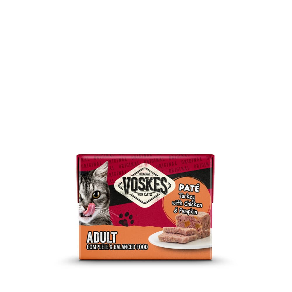 8x Voskes Original Paté Adult Kalkoen&Kip&Pompoen 8 x 95 gr