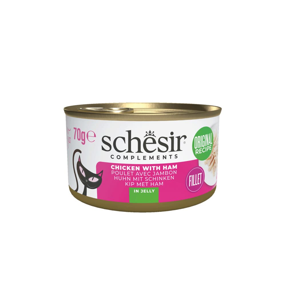 12x Schesir Complementary Kattenvoer Kip&Ham in Gelei 70 gr