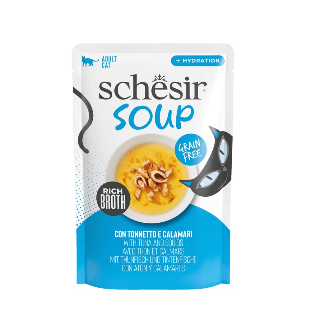 12x Schesir Complementary in Soep Kattenvoer Nat Tonijn&Inktvis 40 gr
