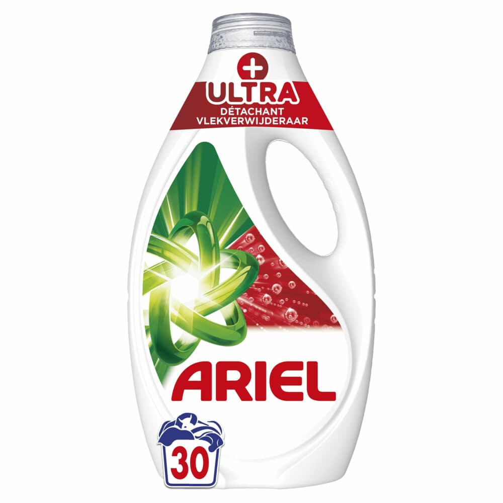 2+1 gratis: Ariel Vloeibaar Wasmiddel +Ultra Vlekverwijderaar 30 Wasbeurten 1350 ml