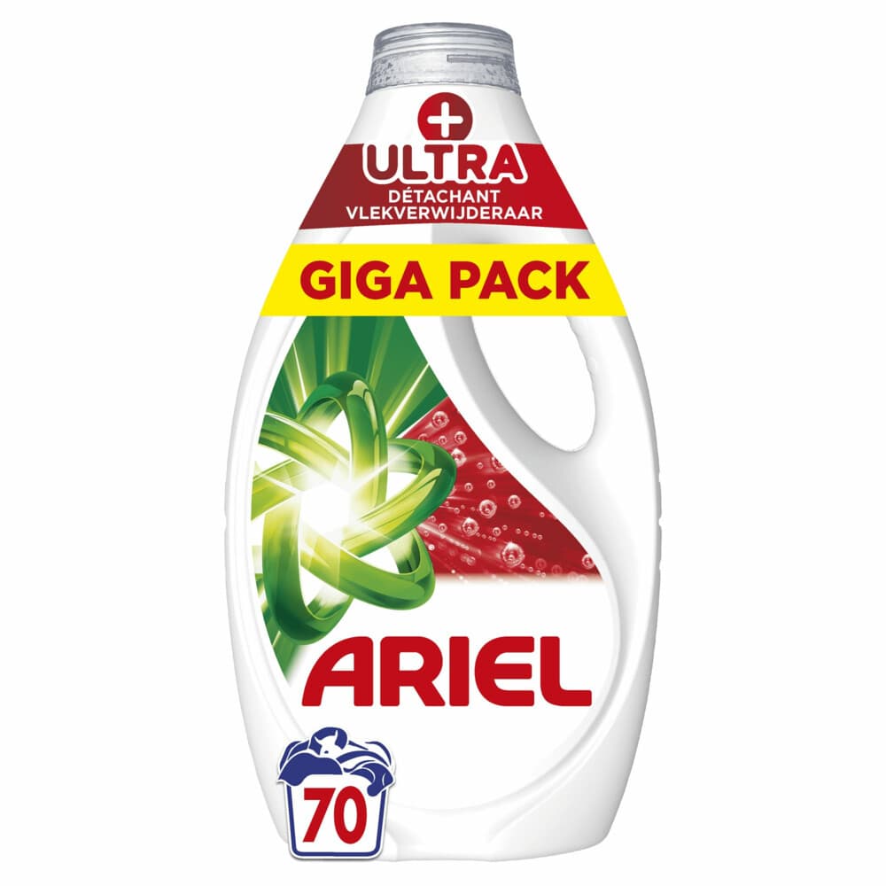 2+1 gratis: Ariel Vloeibaar Wasmiddel +Ultra Vlekverwijderaar 70 Wasbeurten 3150 ml