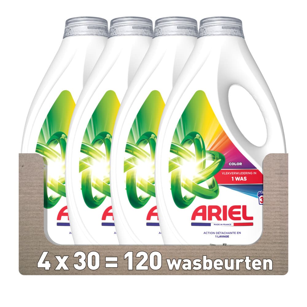 4x Ariel Vloeibaar Wasmiddel Color 30 Wasbeurten 1350 ml