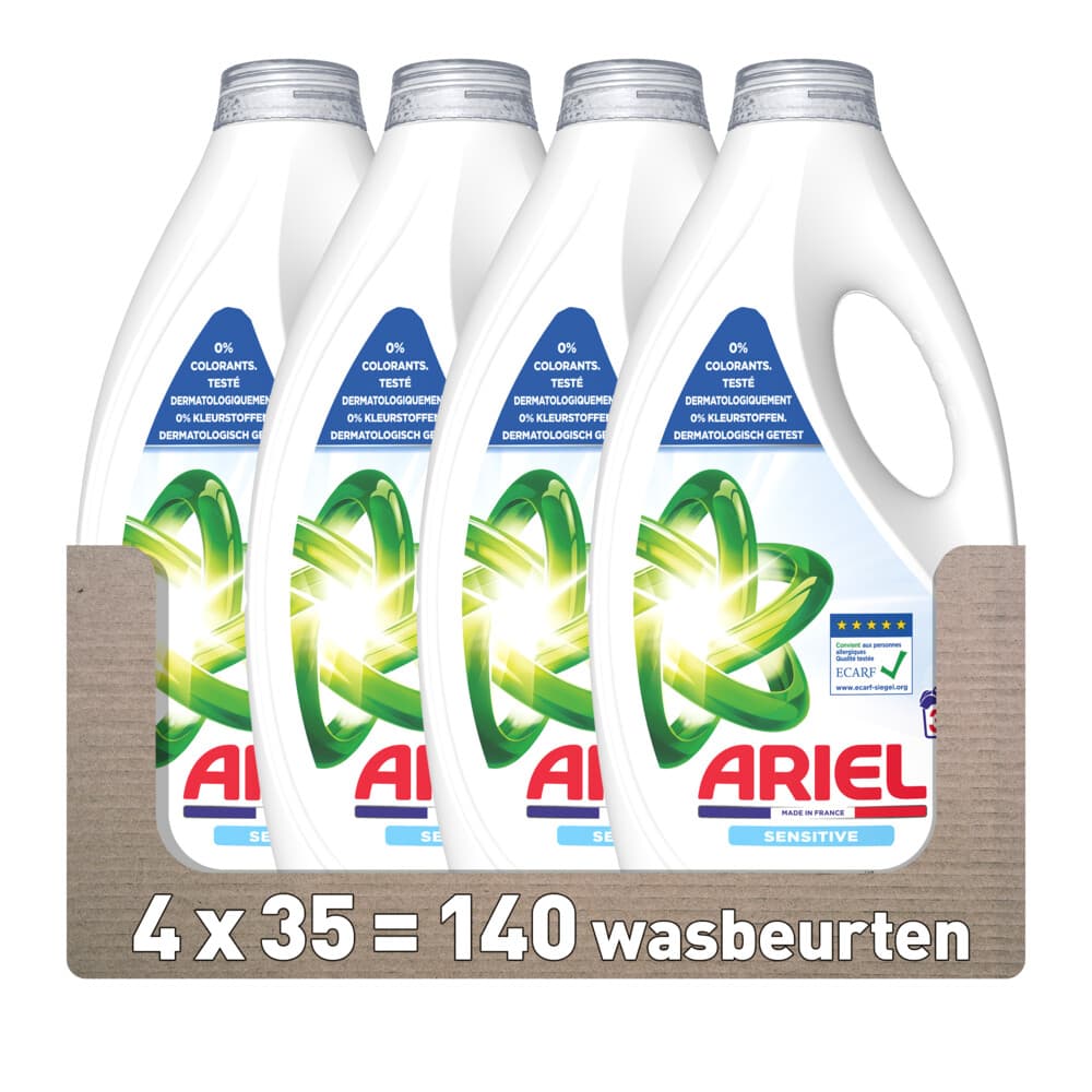 4x Ariel Vloeibaar Wasmiddel Sensitive 35 Wasbeurten 1575 ml