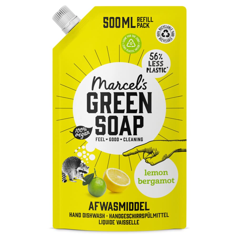 Marcel's Green Soap Afwasmiddel Lemon&Bergamot Navulling 500 ml