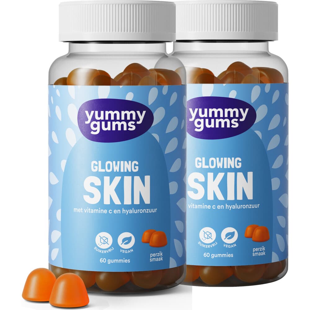 Gratis Verzending: 2x Yummygums Glowing Skin 60 gummies