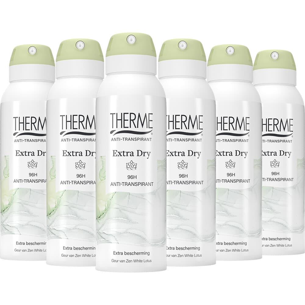 6x Therme Anti-Transpirant Extra Dry Zen White Lotus Spray 125 ml