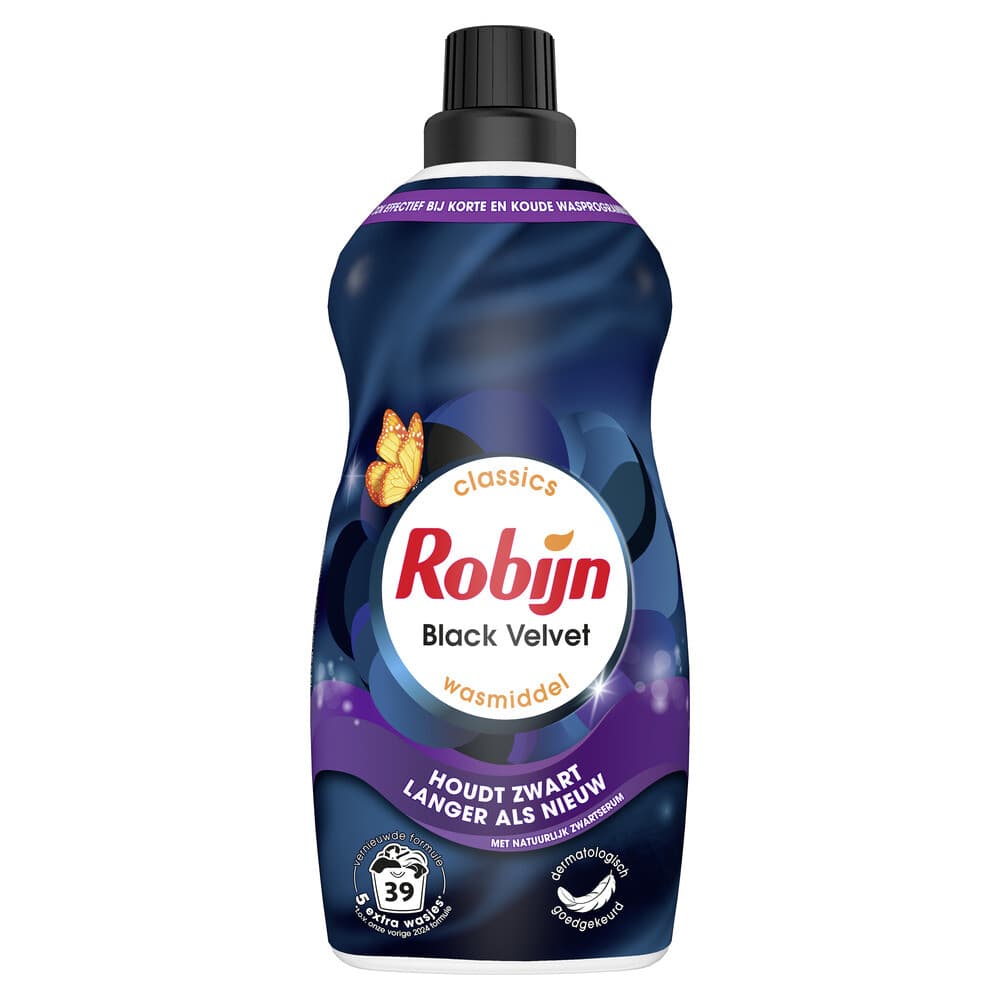 2+1 gratis: Robijn Klein&Krachtig Wasmiddel Black Velvet 39 Wasbeurten 1,19 liter